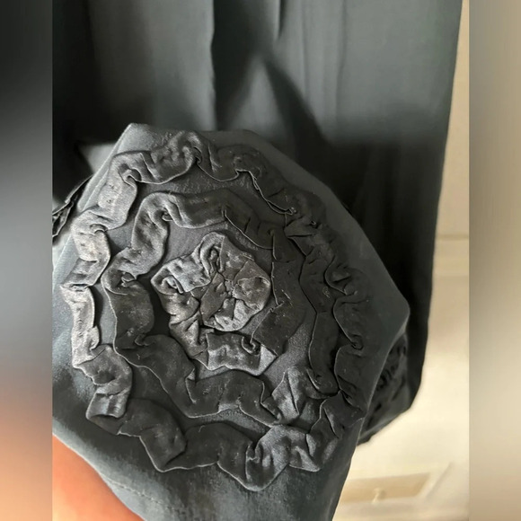 Nanette Lepore | silk | sequin | rosette | navy | gold | dress | size 4 - Picture 3 of 14